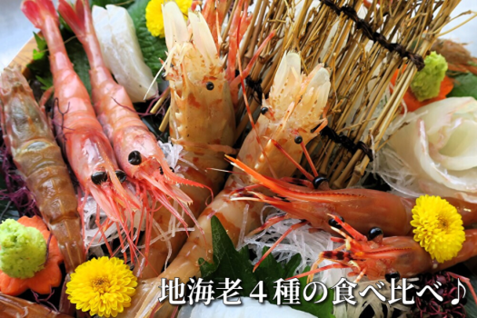 【秋】地海老のお造り４種食べ比べ♪松茸のすき焼き＆活鮑の踊り焼きも！ ＜地海老会席コース＞