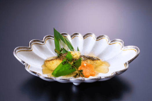 【季節の会席料理】真鯛の若狭焼　銀餡かけ