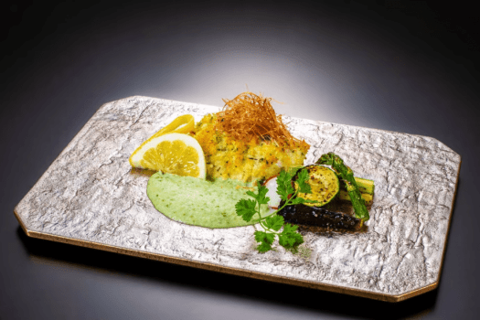 【季節の会席料理】鱸の香草焼き　焼き野菜添え
