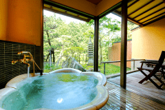 【禁煙室】朝もや 136号室 個室展望風呂＋和室6畳＋ツインベッド＋庭テラス