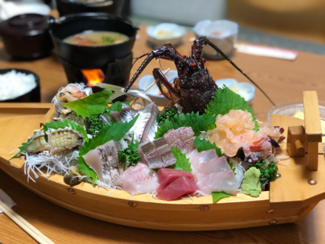 房総海老とあわびの舟盛