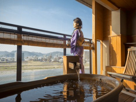 Modern Japanese Room with Bed and Open Air Bath  ( 16.5 m2 with private bathroom )