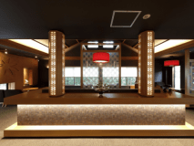 組子細工の灯りのロビー