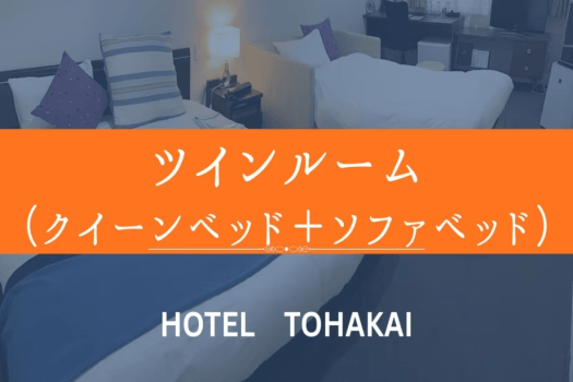 【朝食無料】ツインルームプラン(クイーンベッド幅1,630mm)＋(ソファーベッド幅1,000mm幅&times;1台)