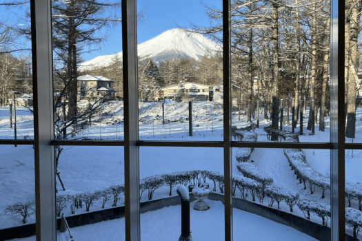【パノラマイン山中湖】お天気の良い日には、ロビーからは富士山を眺めることができます
