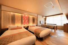 Suite＜淡炭～AWASUMI～＞和洋室60㎡セミダブルツイン+温泉露天風呂