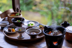 おおいた郷土料理だんご汁・地獄蒸し・りゅうきゅうと”ミルキーブルーの露天風呂”を楽しむ朝食プラン