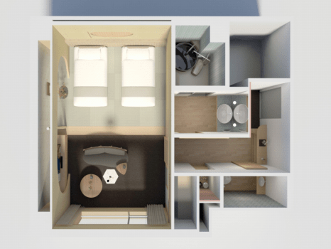 Twim room with Jinya view