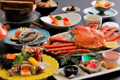 境港直送の紅ズワイ蟹＆国産アワビステーキの会席