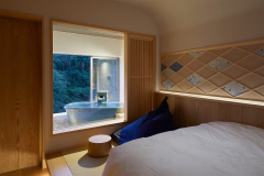 Japanese-Style Room with Open-Air Ceramic Bath