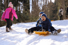 【冬・施設内】フワフワの雪の上でソリ遊びを満喫♪