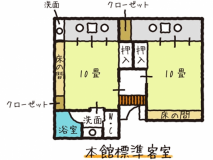 【本館】和室10～12畳／次の間／間取り図