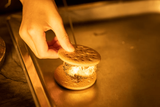 キャンプファイヤーでスモア体験を