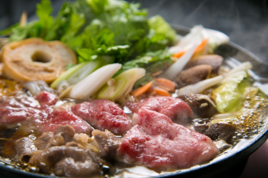 【料理長厳選のおおいた和牛すき焼き】濃厚な割り下とおおいた和牛の旨味は相性バッチリ。