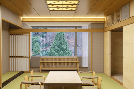 【完成イメージ】くつろぎの広縁。格子細工のソファベンチ [501号室]