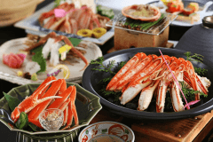 松葉がに会席イメージ　※焼きガニ、カニ鍋は2人前です。