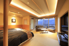 【最上階】源泉かけ流し露天風呂付客室＋2シモンベット＋シャワー～レイクビュー～※禁煙※M