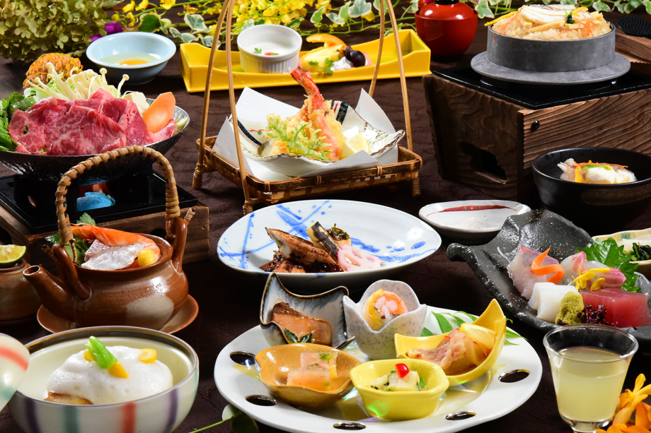 牡蠣が苦手な方におすすめ。「鯛」に「穴子」「かに」など旬のものとと黒毛和牛を楽しむH冬の美味プラン。