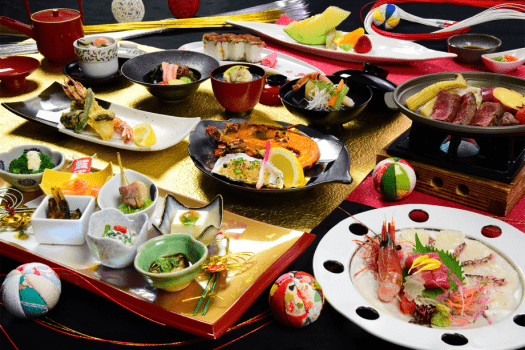 海老や鯛、蟹、ロブスター、黒毛和牛とおめでたい新年にふさわしい贅沢な味わいをご用意。