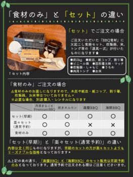 「食材のみ」と「セット」の違い