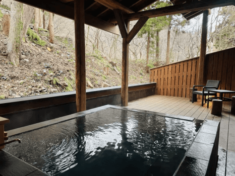 【26年春新設／山側】広々テラスと源泉露天風呂付セミスイート