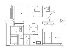 【平面図】24年改装【源泉内風呂付/川沿】ツイン+和リビングルーム