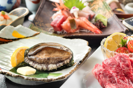 【若狭牛】×【活あわび】　灰屋自慢のご当地グルメプラン