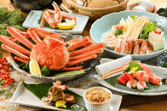 【夕食】王道－カニ会席：カニプラン人気No.1！茹で蟹1杯に加え、焼き蟹、蟹鍋、蟹雑炊をご用意。。