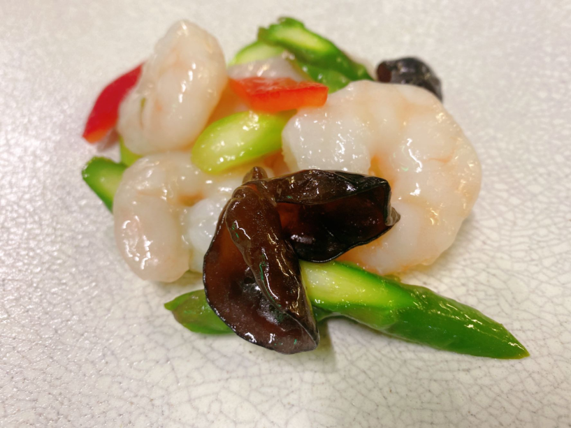 大海老とアスパラの炒め物