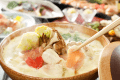 【飛鳥鍋】会津地鶏と野菜を牛乳とだし汁で煮込んだ旨みたっぷりのお鍋