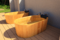 温泉をひいた木桶風呂