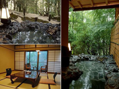 竹林に囲まれた露天風呂付客室（一例）※お部屋の露天風呂は温泉ではございません