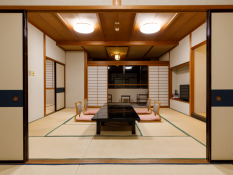 紫水館二間続き部屋一例。５名様以上のご家族又はグループ利用におすすめです