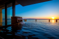 <絶景海側/天空フロア>【藍】 お部屋の露天風呂から眺める瀬戸内海の夕陽