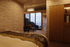 １階客室からも日本海が一望。専用テラスでゆったりと！