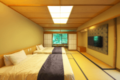 東館3階一番奥の角部屋にこちらのベッドタイプ客室があります。