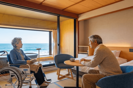 海を五感で楽しむ「バリアフリー対応露天風呂付ベッドルーム」