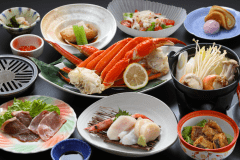 【知床極膳－松】当館最高峰＿＿＿。ズワイ蟹・高級魚『メンメ』を含む＜食材・調理法＞のこだわりを余すことなく