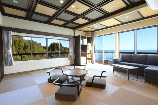 [New Opening] Japanese modern corner room C with views of Toyama Bay and the Tateyama mountain range from the guest room and bathroom