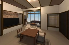 2025年12月リニューアル客室。心落ち着くモダン和室（バス・トイレ付）