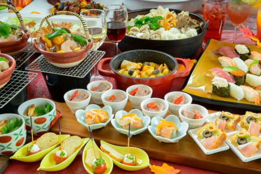 秋らしい彩り豊かなお料理の数々。好きなものを好きなだけ、お楽しみください♪