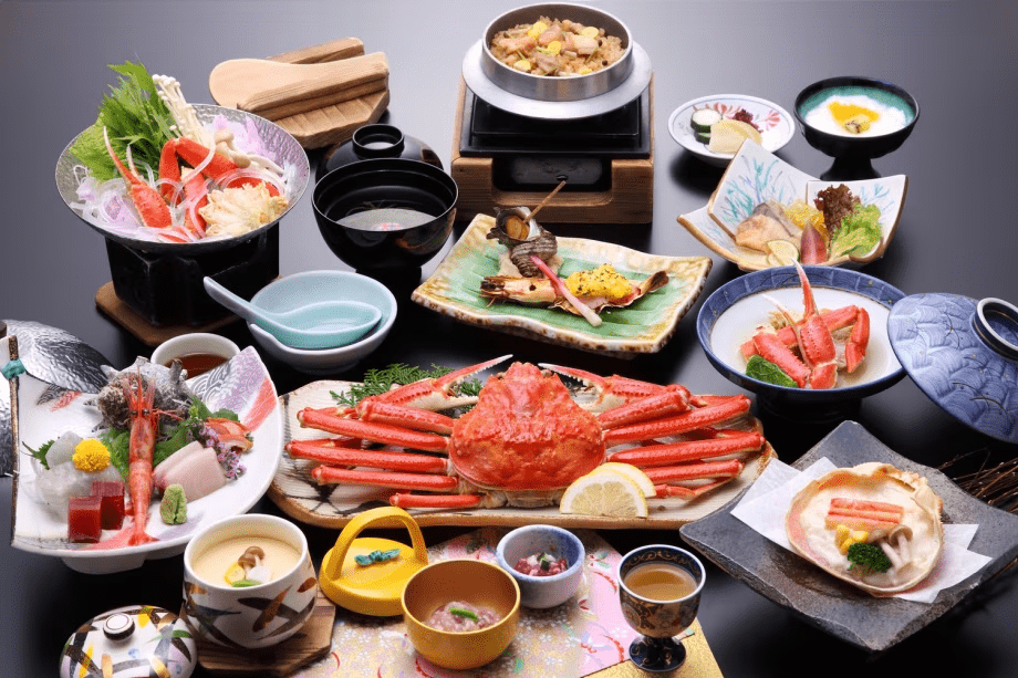 【蟹会席イメージ】ホテル海望の蟹会席。仕入れや時季のお勧めにより、内容に変更がございます。