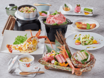 【ご夕食】お造り3種をはじめとした、金目鯛の煮付けなど　※写真は一例