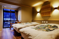 半露天付きスイート「川波・川霧」 ベッドルーム