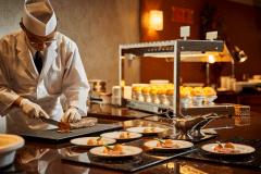 しまね和牛ローストビーフをライブキッチンで。