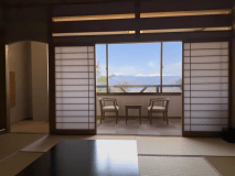 【仙の館】南アルプスの山並みを見渡す、ゆったり広めの和室です