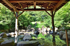 緑の中、開放感溢れる露天風呂入浴を