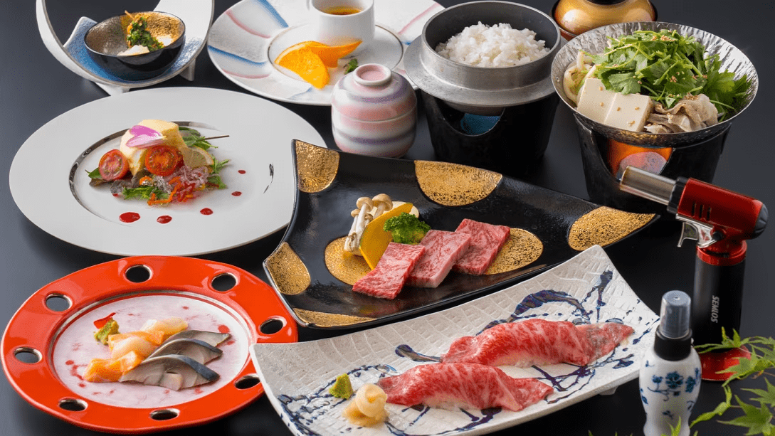 【夕食時セルフ飲み放題】人気№1料理長おすすめ&ldquo;佐賀牛会席&rdquo;～とろけるよう佐賀牛をお寿司と陶板のWで味わう贅沢プラン～