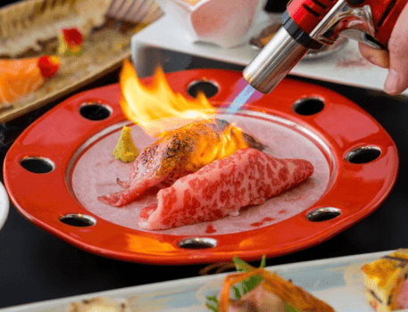 【夕食時セルフ飲み放題】当館オリジナル"新感覚・創作炙り会席"～炙りの音と香りはあなたが創る～