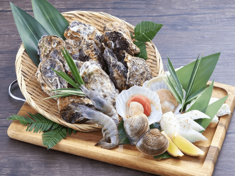 牡蠣焼き海鮮プレート